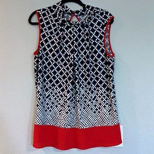 Red White and Blue stretchy sleeveless high neck tunic XL.